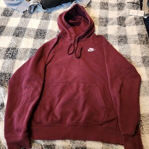 Nike Maroon Hoodie with Classic Swoosh Tag
